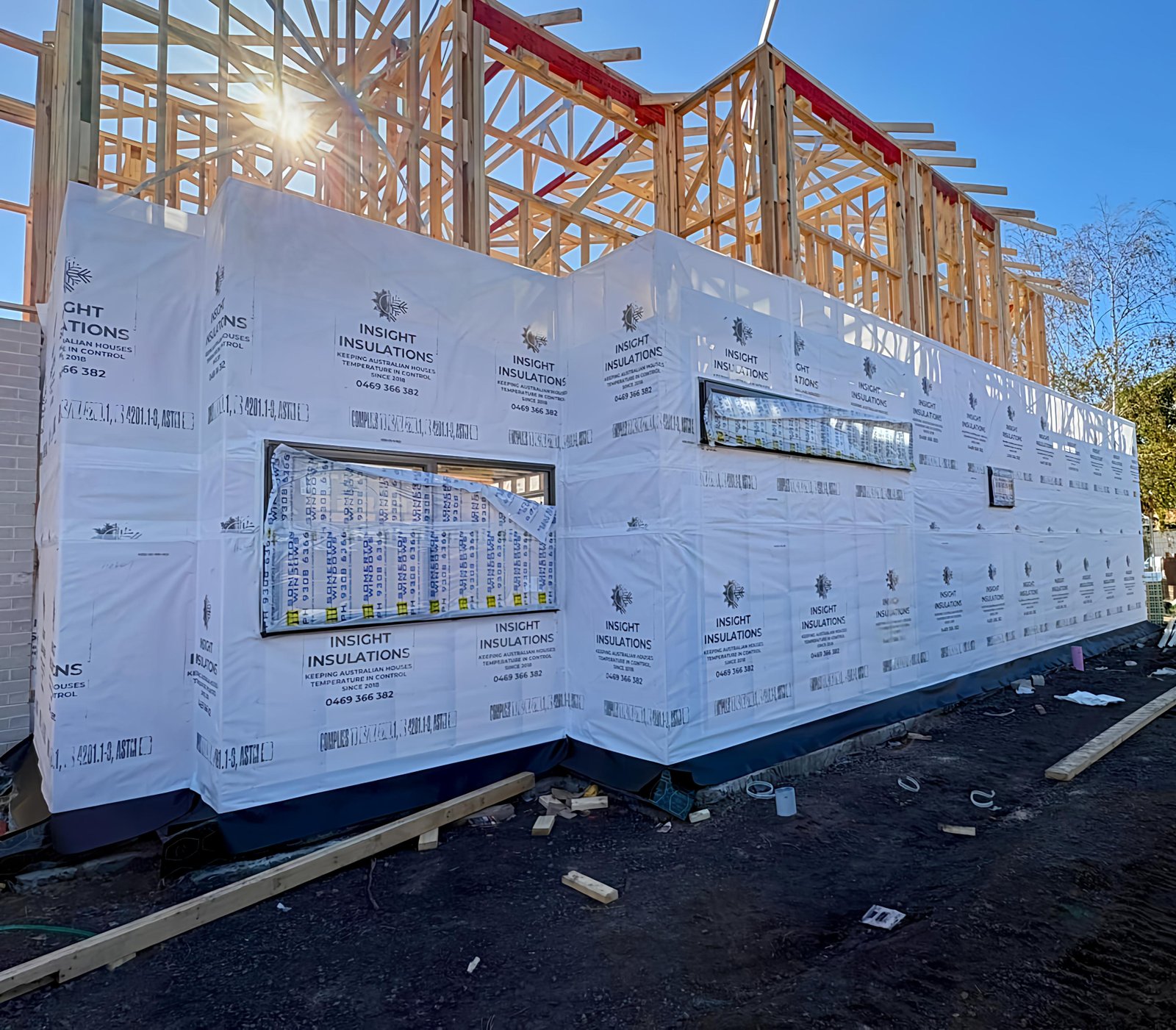 Insight Insulations wall wrap installation on a new build